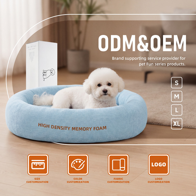 Lit ovale en peluche en mousse à mémoire de forme pour chien
