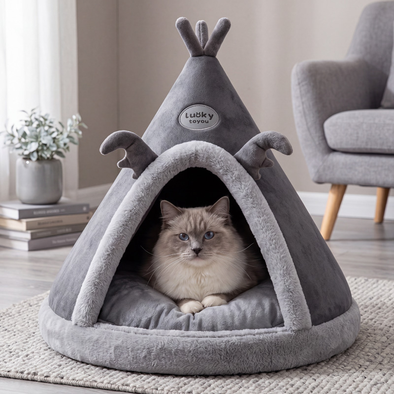 Maisonnette pour animaux de compagnie en mousse moderne pliable d’intérieur