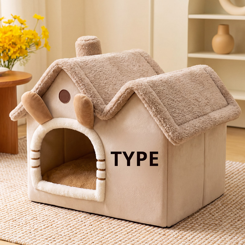 Maison pour animaux de compagnie chaude fermée à double couche pour toutes les saisons