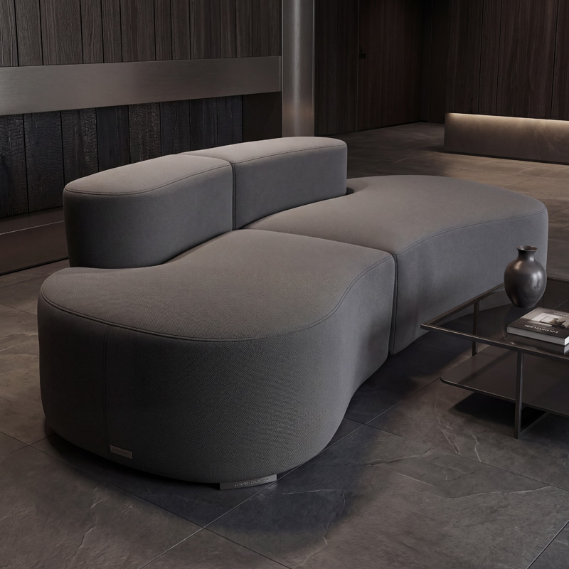 Canapé modulaire moderne de luxe léger en velours d'ours en peluche bleu foncé